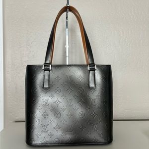 Louis Vuitton Monogram Stockton Matte Black Leather Tote Bag! 💗